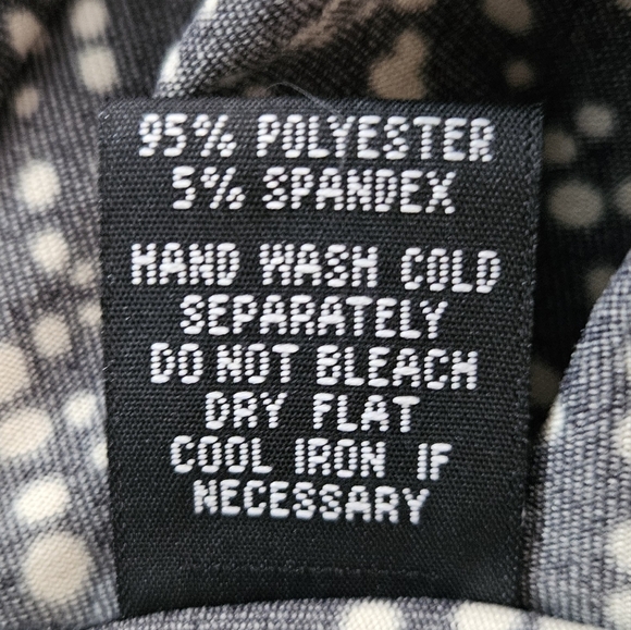 Lapis Faux Wrap Black Cream Polka Dot Dress Hidden Side Zipper size Medium - Picture 7 of 7